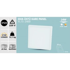 24W SIVAÜSTÜ KARE LED PANEL BEYAZ GÜNIŞI